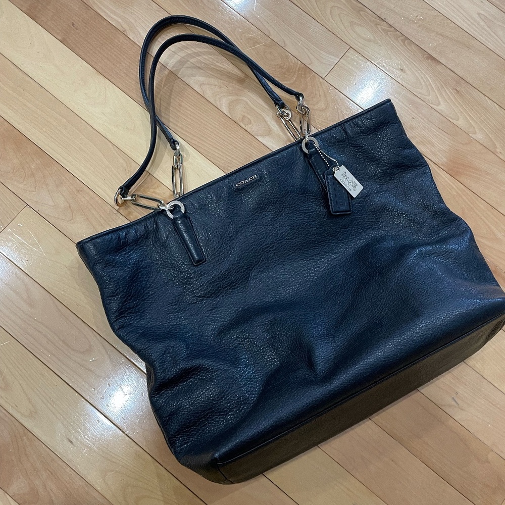 Coach Tote Handbag - Black Leather and Gold hardware